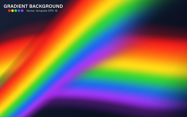 Abstracte dynamische donkerblauwe achtergrond met vervaagde regenbooggradiënt Template of wallpaper spectrum