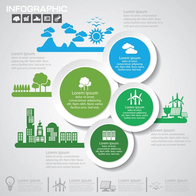 Abstracte ecologie verbinding concept achtergrond Vector infographic illustratie