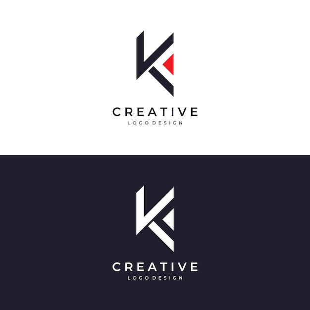 Vector abstracte eerste logo letter k met monogram concept logo's kunnen worden gebruikt voor bedrijven, bedrijven en anderen