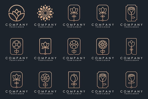 Vector abstracte elegante bloem roos logo icon set