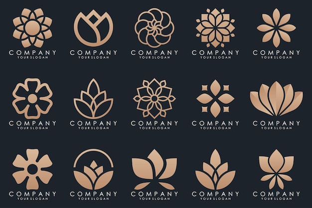 Abstracte elegante bloem roos logo icon set