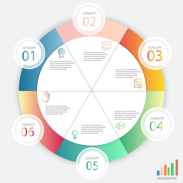 Abstracte elementen Infographic cirkel ring vorm gegevens vector Sjabloon Proces concept Step