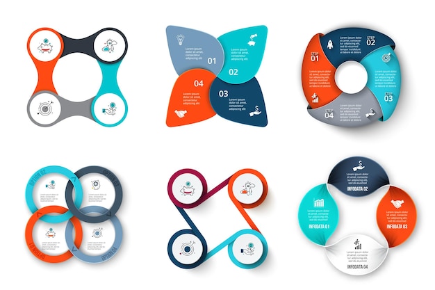 Abstracte elementen van cyclusdiagram met 4 stappen optiedelen of processen