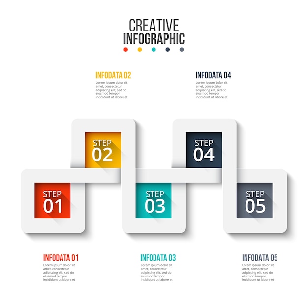 Abstracte elementen van grafiek, diagram met 5 stappen. Creatief concept voor infographic.