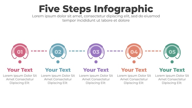 Abstracte elementen van grafiek en diagram met 5 infographic stappen