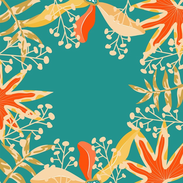 Abstracte esthetische achtergrond boho jungle met tropische bladeren Boho jungle in moderne stijl Etnische blad bloemen achtergrond kunst hedendaagse hand getrokken plat ontwerp abstracte tropische kunst