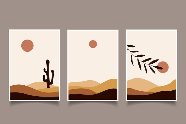Abstracte esthetische boho hedendaagse moderne landschap kunst aan de muur decoratie
