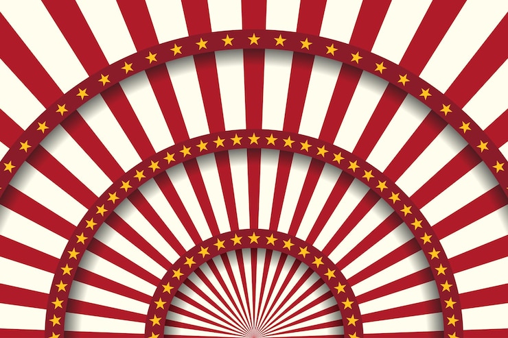 Vector abstracte feestelijke gestreepte achtergrond circuspodium met sterren vectorillustratie
