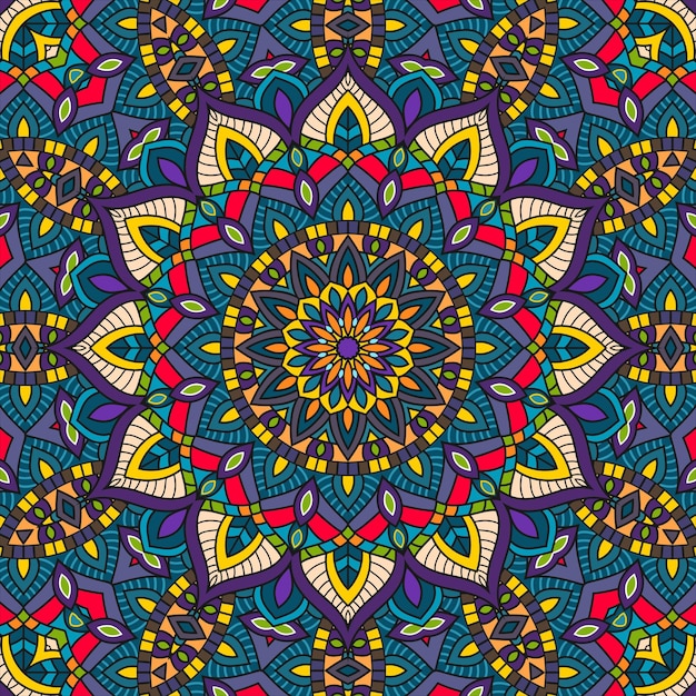 Abstracte feestelijke kleurrijke bloemen vector etnische tribal patroon Doodle etnische feestelijke abstracte Vector