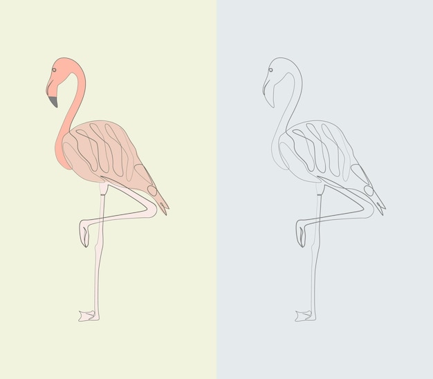 Abstracte Flamingo lijntekening vector kunst