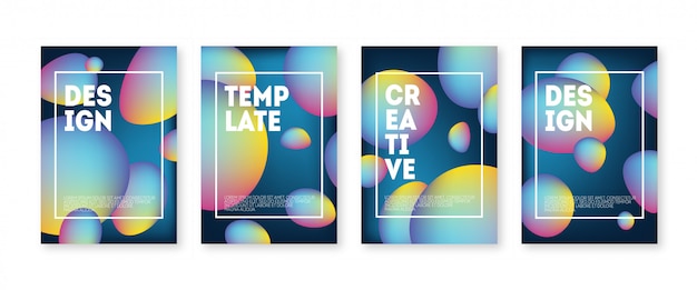 Abstracte futuristische cover set. moderne trend eenvoudig minimaal geometrisch ontwerp met vliegende bubbels