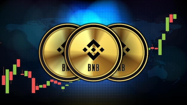 Abstracte futuristische technische achtergrond van binance coin (bnb) prijskaart munt digitale cryptocurrency