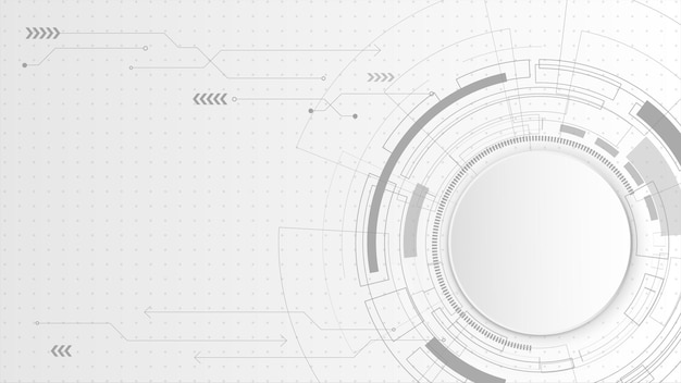 Abstracte futuristische technologie witte achtergrond sjabloon met cirkel lijn en copyspace, vectorillustratie