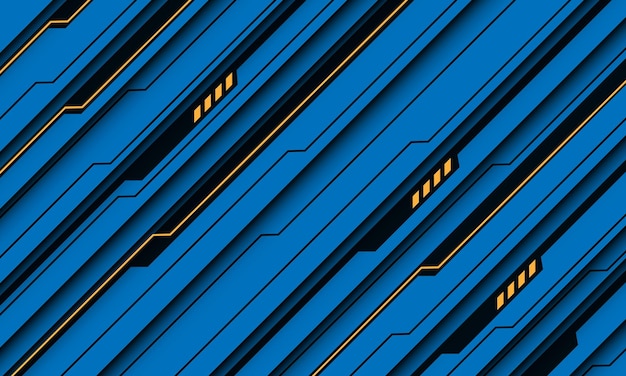 Abstracte gele zwarte lijn circuit cyber dynamische blauwe ontwerp futuristische technologie achtergrond vector