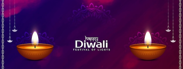 Abstracte gelukkige diwali-banner van de festivalviering met lampen