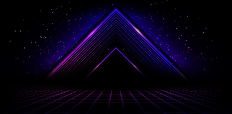 Vector abstracte geometrie vorm tunnel driehoek podium neon kleuren voor e-commerce borden winkelen, advertenties