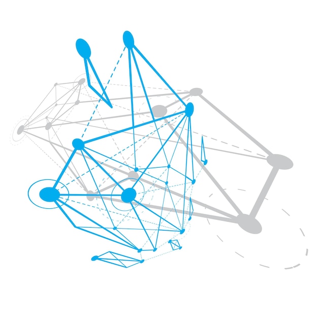 Abstracte geometrische 3D wireframe-object, digitale technologie vectorillustratie.