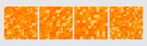 Abstracte geometrische achtergrond set van 4 geometrische naadloze patroon behang vector ontwerp oranje kleur minimale achtergrond voor achtergrond website banner poster boekomslag