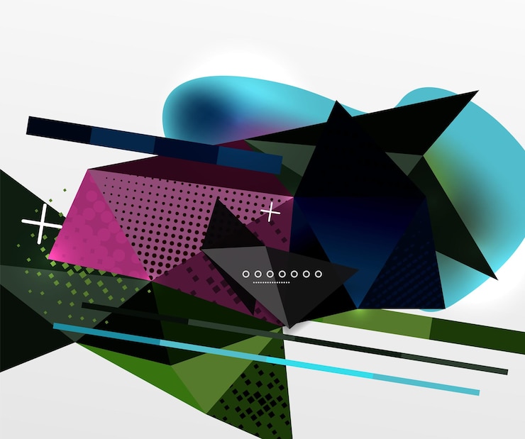 Vector abstracte geometrische achtergrond veelhoekige driehoek elementen lijnen en materiaal texturen holografische elementen vector moderne abstracte sjabloon