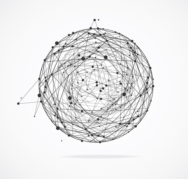 Abstracte geometrische bol met punten en lijnen vector