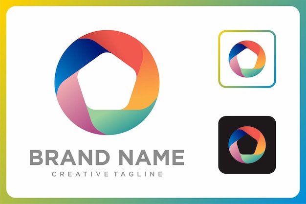 Abstracte geometrische cirkel vijfhoekige kleurovergang kleurrijke logo