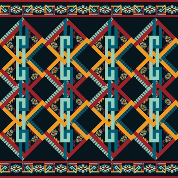 Abstracte geometrische etnische inheemse Azteekse stof patroon naadloze traditionele retro grafisch ontwerp.