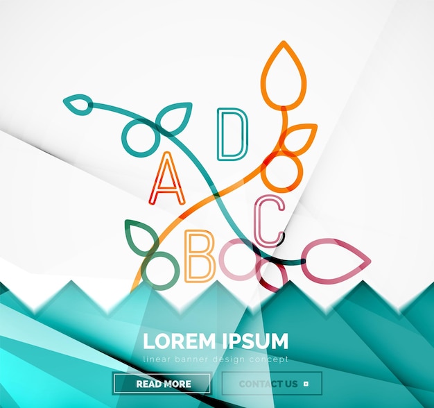 Abstracte geometrische lineaire hipster bloemen pictogram frame ontwerp vlakke stijl Banner