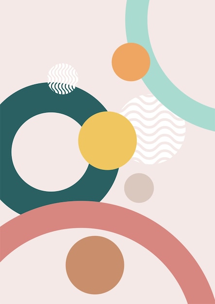 Abstracte geometrische natuurlijke vormen poster set in mid-century stijl Moderne illustratie minimalistische print poster boho wanddecor vlak ontwerp Vector minimale kunst