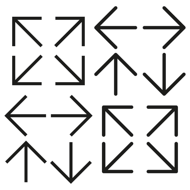 Abstracte geometrische pijlsymbolen Minimalistische navigatiesymbolen Eenvoudige pijlontwerpen