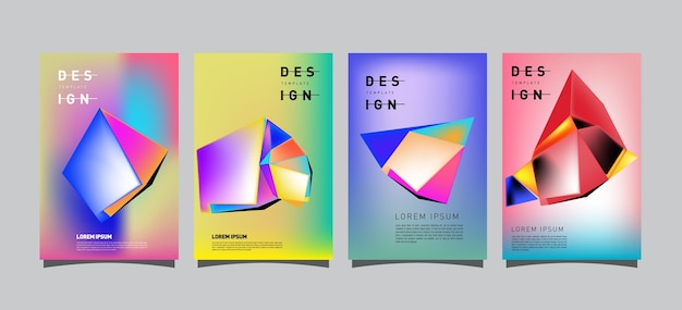 Abstracte geometrische poster set ontwerp sjabloon