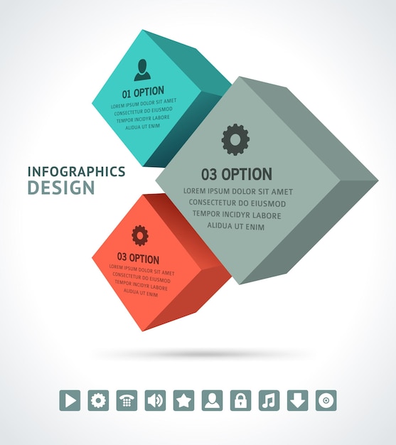 Vector abstracte geometrische ruit kubussen infographic menu regeling organigram 3d-sjabloon vector