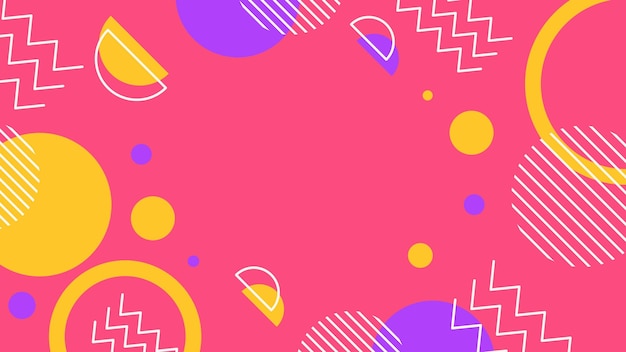 Abstracte geometrische samenstelling met roze, gele en paarse vormen