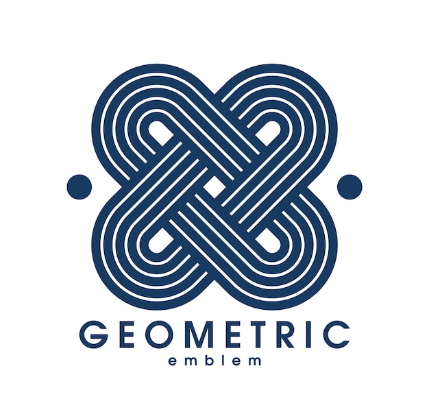 Abstracte geometrische vector logo geïsoleerd op wit, lineaire grafisch ontwerp moderne stijl symbool, lijn kunst geometrische vorm embleem of pictogram.