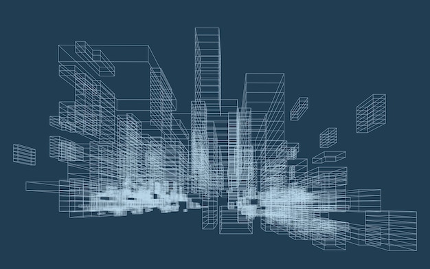 Abstracte geometrische wireframe in lineaire stijl Matrix kubussen patroon achtergrond