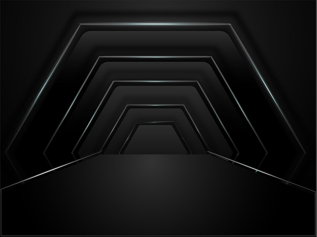Abstracte geometrische zeshoek Tunnel achtergrond in zwarte kleur.