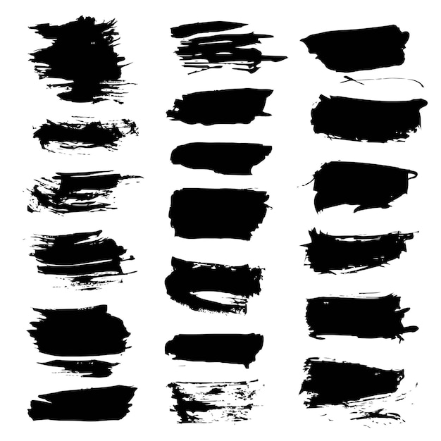 Abstracte getextureerde lijnen geschilderd door zwarte verf vectorobjecten geïsoleerd op een witte achtergrond