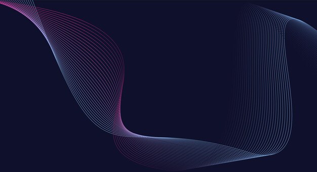 Abstracte gloeiende roze golflijnen op donkerblauwe achtergrond Moderne vloeiende golvende lijnen