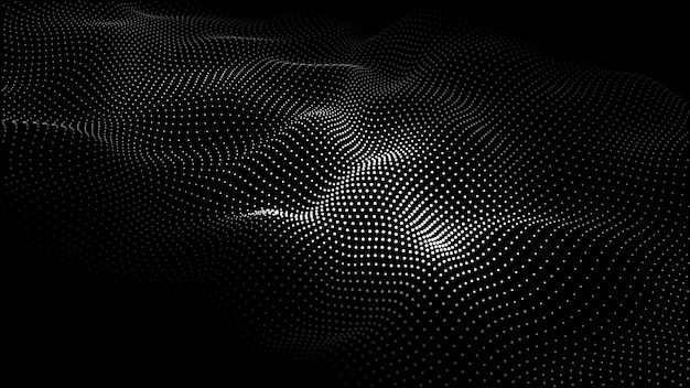Abstracte golf met bewegende stippen Stroom van deeltjes Vectorillustratie cybertechnologie