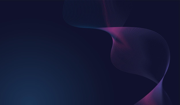 Abstracte golfachtige ontwerp met lijnen van roze en blauw tegen een donkere gradiënt achtergrond technologie
