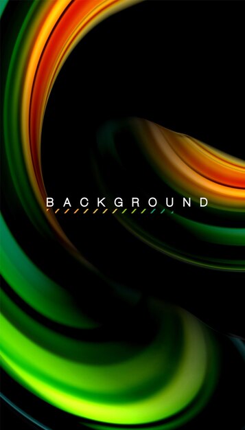 Abstracte golflijnen vloeibare regenboog stijl kleur strepen op zwarte achtergrond Vector artistieke illustratie voor presentatie app behang banner of poster