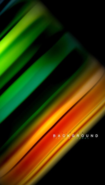 Abstracte golflijnen vloeibare regenboog stijl kleur strepen op zwarte achtergrond Vector artistieke illustratie voor presentatie app behang banner of poster