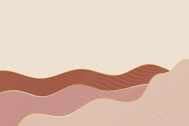 Abstracte golfstijlachtergrond met geometrisch Japans patroon en golvende gestreepte lijnen