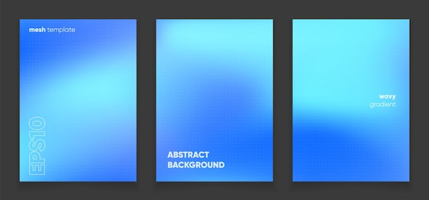 Abstracte golvende pastelkleuren vloeibare achtergrond kaart set met gradiënt mesh Vervaagde vloeistof kleurrijke bg