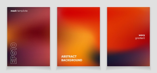 Abstracte golvende pastelkleuren vloeibare achtergrond kaart set met gradiënt mesh Vervaagde vloeistof kleurrijke bg