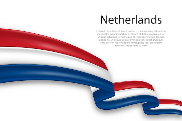 Abstracte golvende vlag van Nederland op witte achtergrond