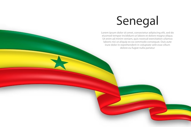 Abstracte golvende vlag van Senegal op witte achtergrond