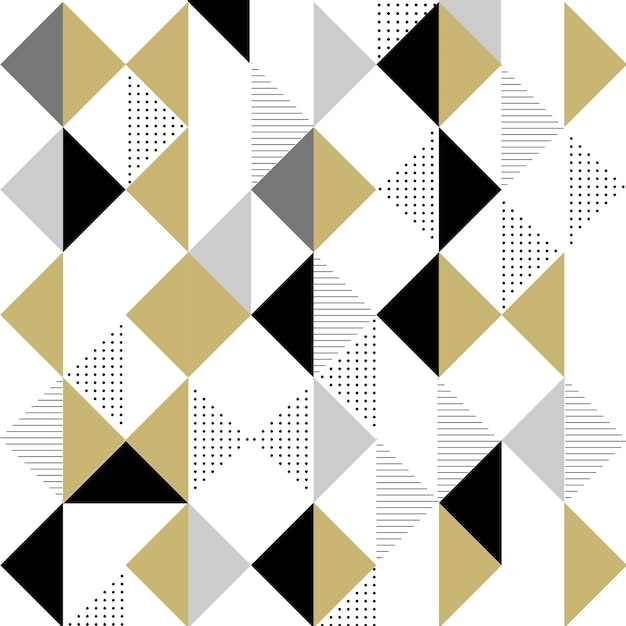 Abstracte gouden en zwarte naadloze patroon met driehoeken vector background