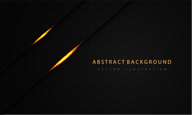 Abstracte gouden lichte schaduw schuine streep donkergrijs zwart zeshoek mesh ontwerp luxe toekomstige achtergrond vector