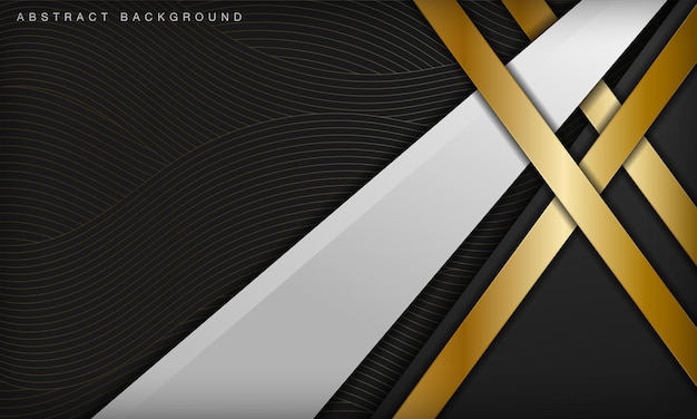Abstracte gouden lijnen luxe op witte overlap zwarte achtergrond Elegante 3d ontwerpsjabloon