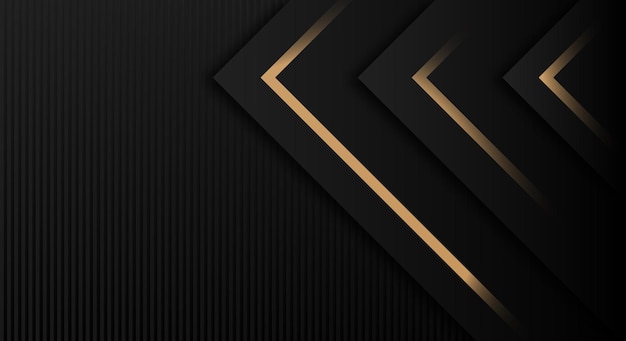 Abstracte gouden lijnen op zwarte achtergrond luxe universele geometrische driehoek black friday banner